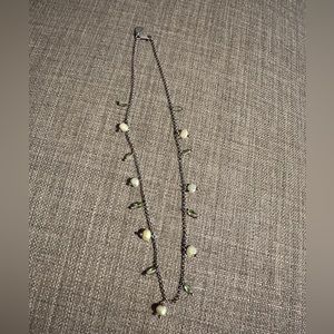 Silpada necklace with peridot beads and green freshwater pearls